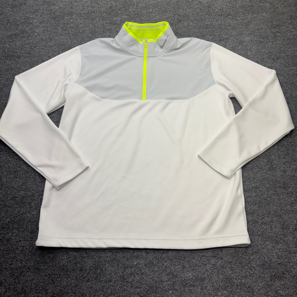 Nike Golf Tour Performance Dri-FIT Mens Quarter Zip Pullover White Grey Neon L